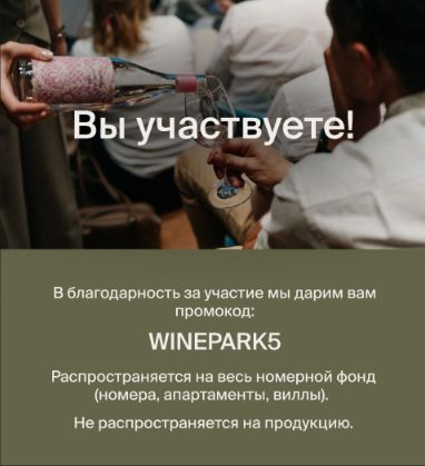 WinePark participation acknowledgment with a promotional code and the offer's conditions.
